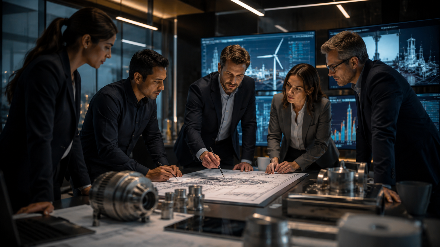 Equipo técnico de AXENOR revisando estrategia, energía y tecnología aplicada