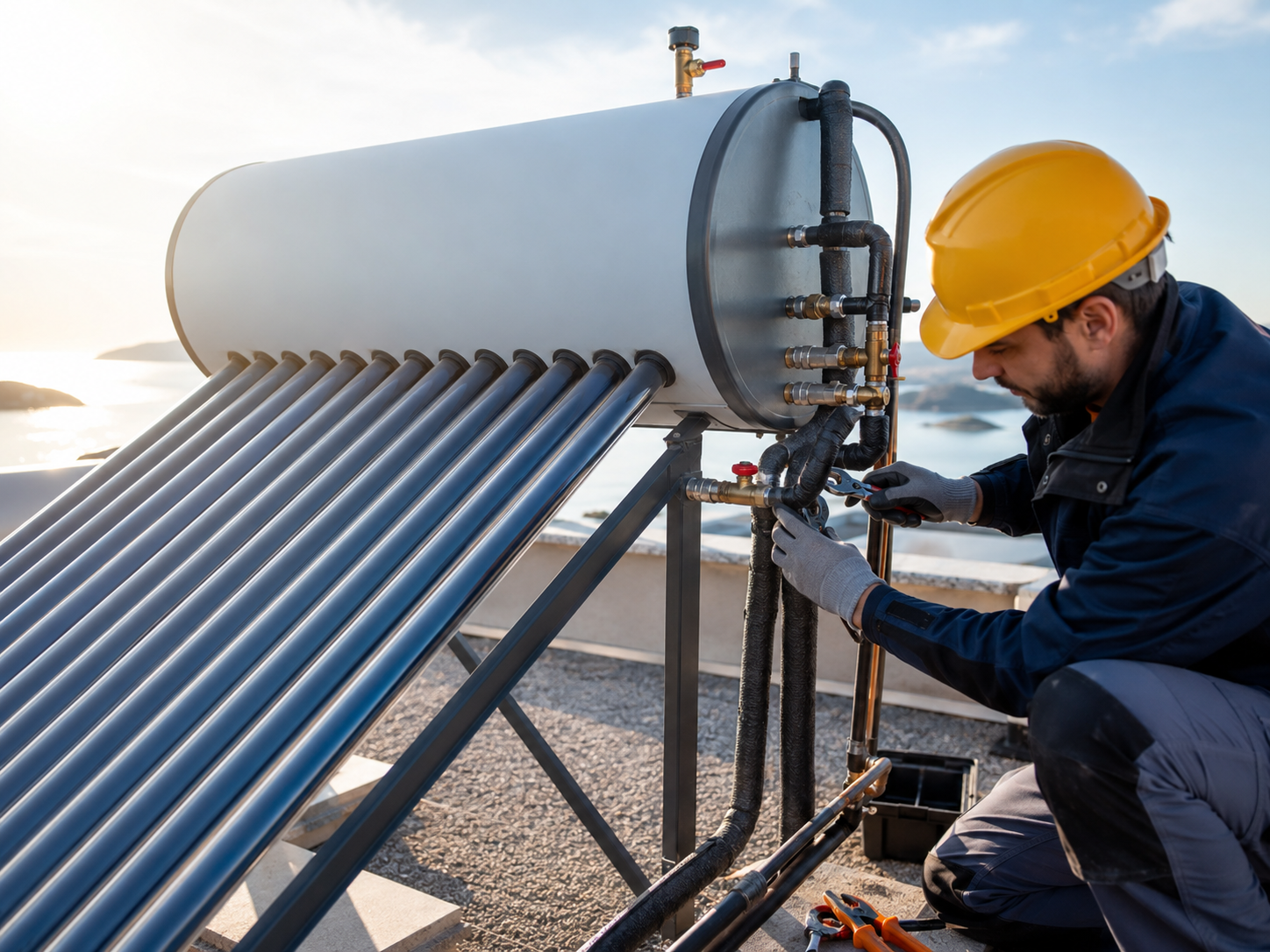 Intervención técnica en sistema solar térmico